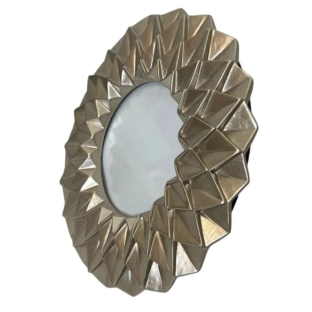 Rachel Zoe Gold Geometric Picture Frame Round Faceted Modern Glam